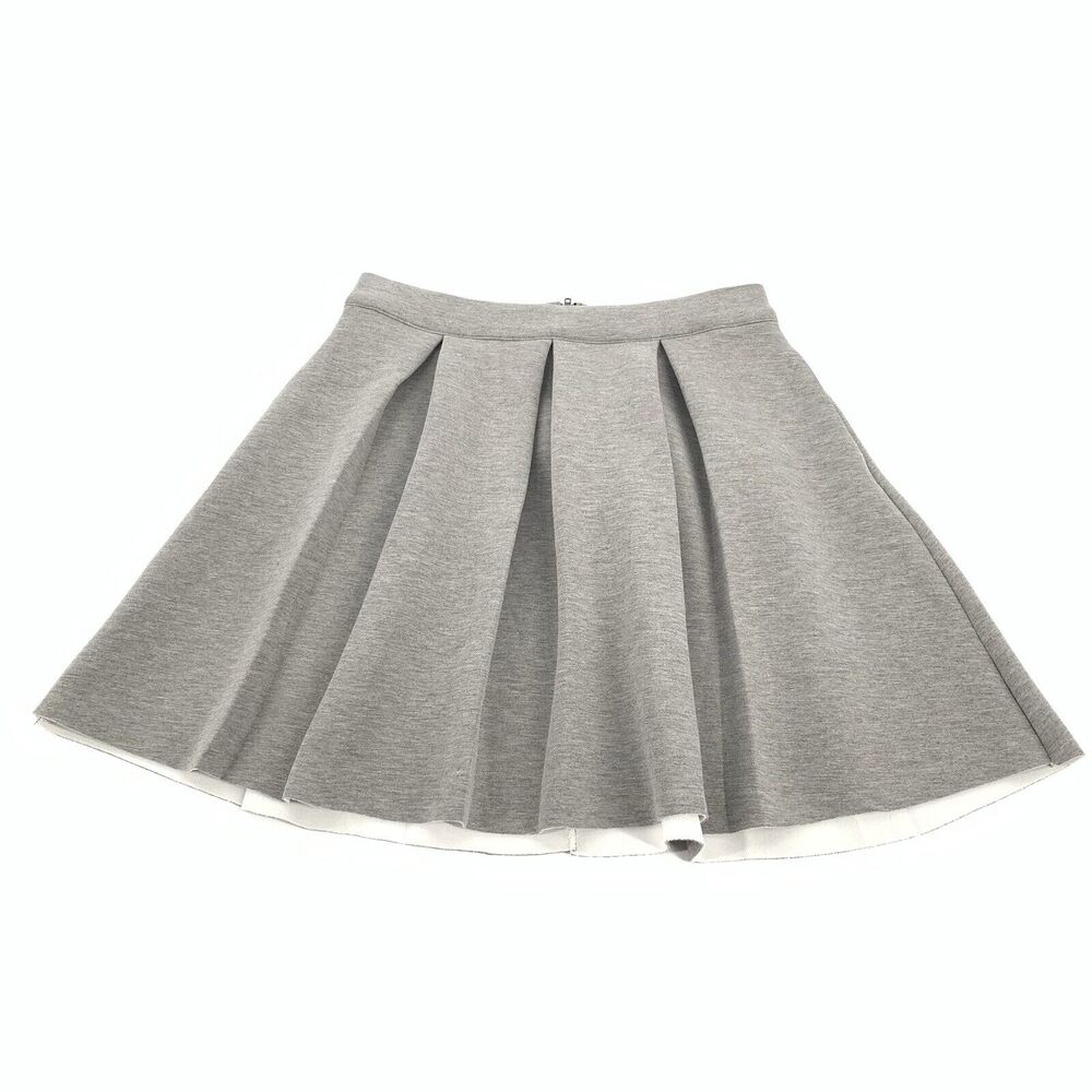 Francesca Alya Heavy Weight Plated Short Skirt Large Womens Solid Gray Swing L